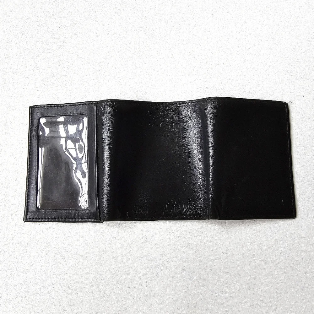 Vintage 80s Rolfs Soft Genuine Leather Black Trifold Wallet Men’s ID Window